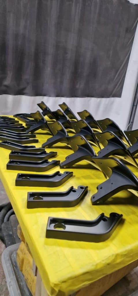 Triumph Bobber number plate holder arms in Cerakote Graphite Black H-146, motorcycle parts coating near Wellingborough