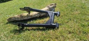 Motorcycle swing arm Cerakoted in Graphite Black H-146 by Slamfire Tactical Coatings near Wellingborough
